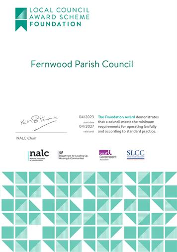  - Fernwood Parish Council receives Award